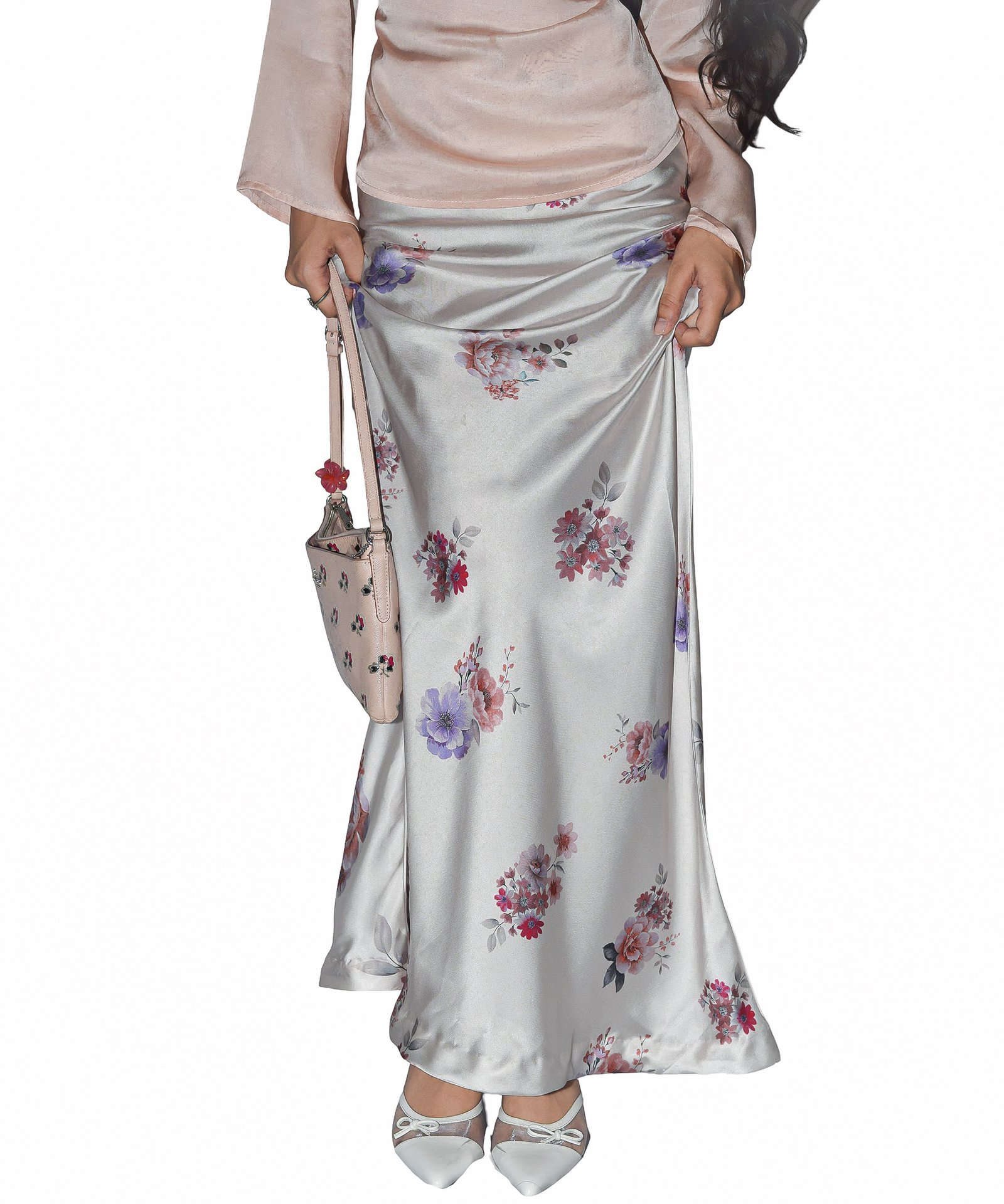 Silk Shirt With Bell Sleeves and Tightening Loops at The Back