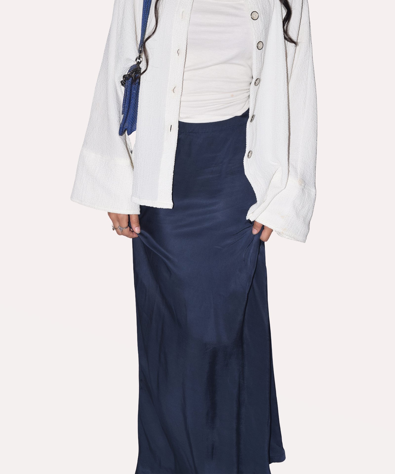 Silk Navy Blue Skirt