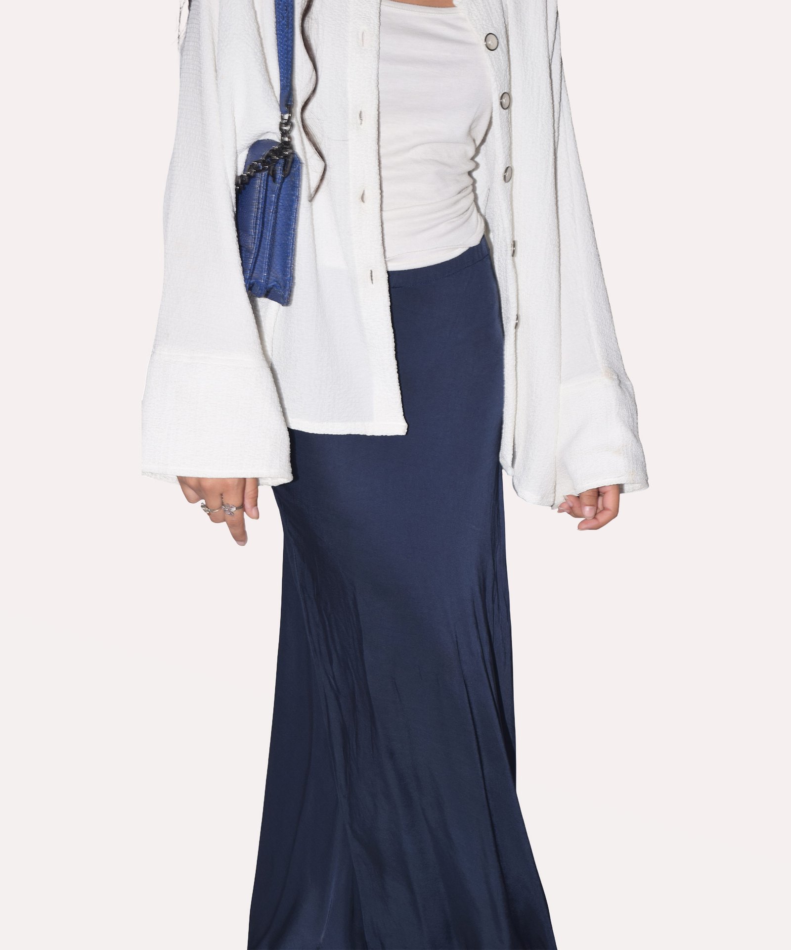 Silk Navy Blue Skirt - Image 2